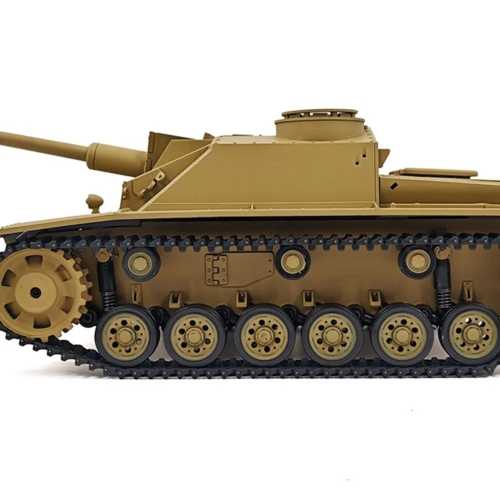 Henglong 1/16 7.0 Plastic RC Tank German Stug III RTR Military Model 3868 BB IR Steel Gearbox Radio 1800MAH Battery Sound Toys