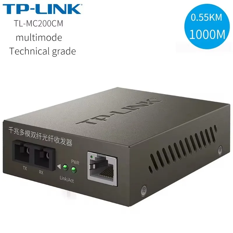 Transceptor de fibra óptica dual multimodo, convertidor de medios de fibra de 1000M, grado técnico, TP-LINK, Gigabit, SC, 0,55 km, TL-MC200CM