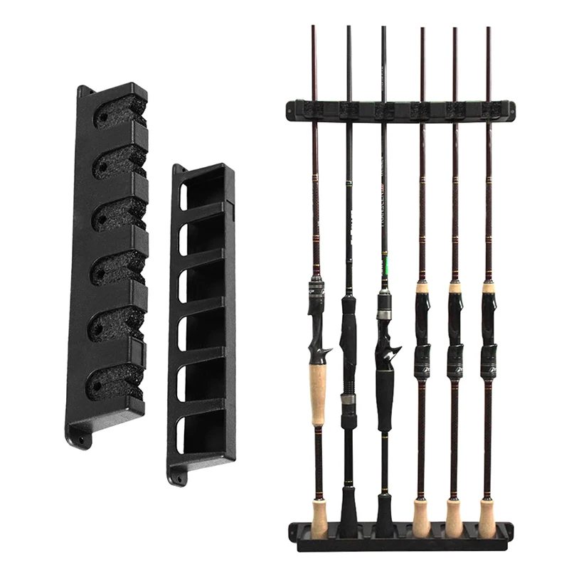 1set Fishing Vertical 6-Rod Rack Fishing Pole Holder Rod Holders Wall Mount Modular for Garage