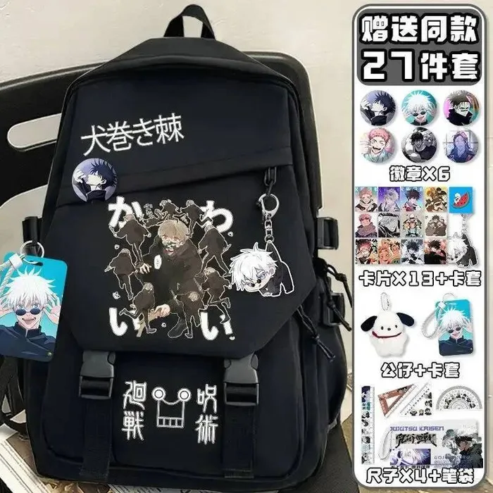 

Черно-белые школьные сумки Jujutsu Kaisen для студентов и подростков, рюкзаки Mochilas большой вместимости для аниме-игр