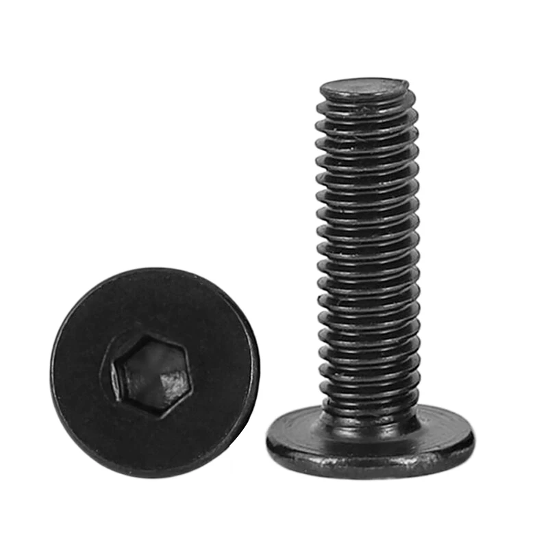 10/20/50Pcs CM M2 M2.5 M3 M4 M5 M6 Black Color 304 Stainless Steel Hexagon Hex Socket Ultra Thin Flat Head Allen Cap Screw Bolt