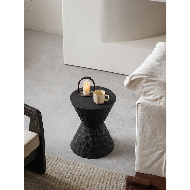 Solid wood hand-hammered funnel side table, living room sofa, corner table, small table