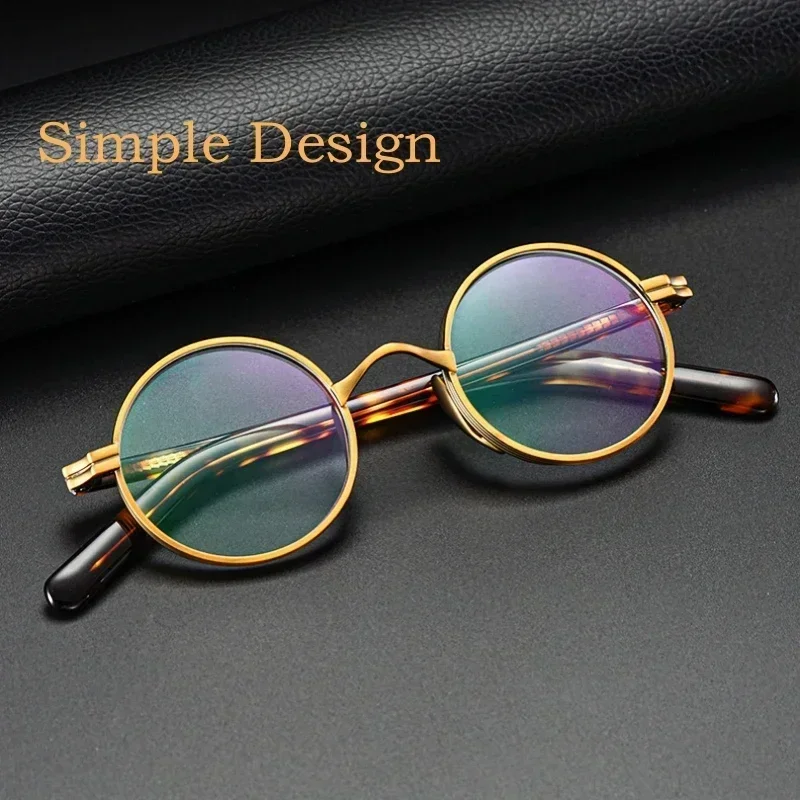 

Retro Round Small Optical Prescription Eyeglasses Frame Men Titanium Alloy Acetate Eyewear Women Fashion Custom Myopia Lenses