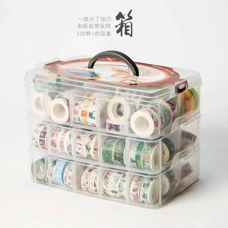 1 Pcs PP MultiFunction 3 layers 15/18 grids Paper tape storage box transparent Tool Set box accessories Handcarry