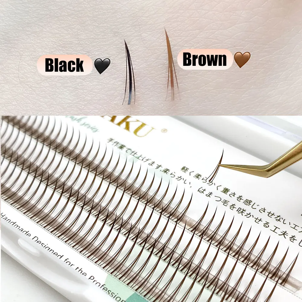 LAKANAKU New Trend Brown Spikes Individual Eyelash Extension Wispy Fairy Eyelashes Extensiones Makeup