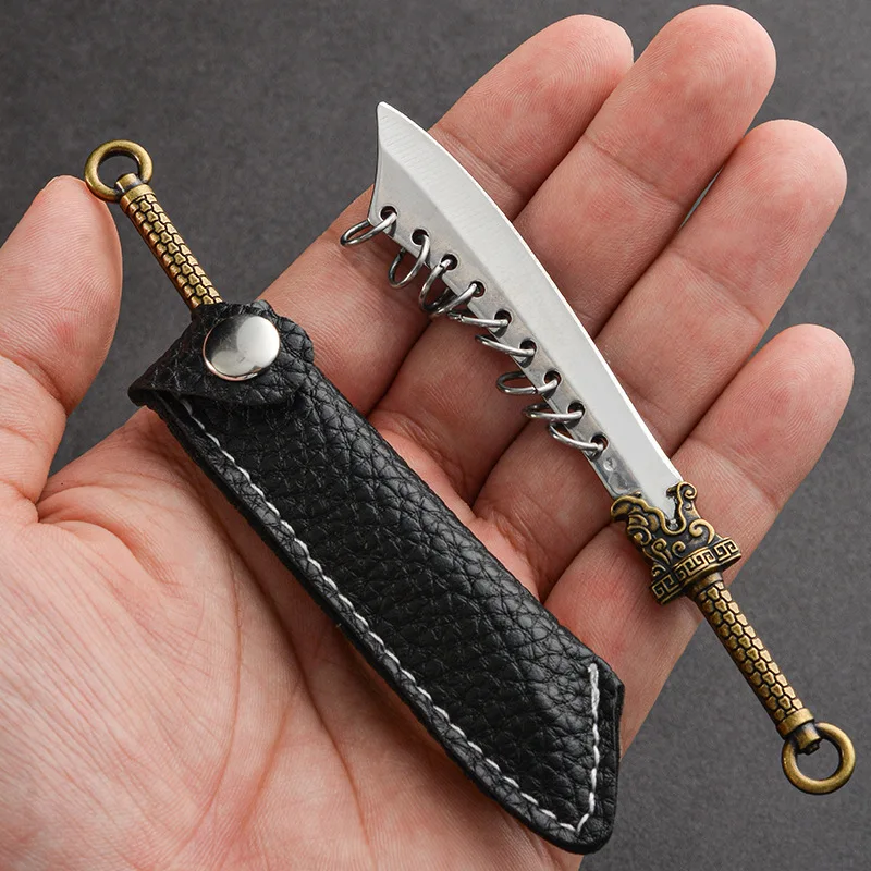 Mini Nine-ring Knife Collection Gift Knife Keychain Pendant Pocket Knife Exquisite Small Knife Outdoor Fruit Knife Camping Tool