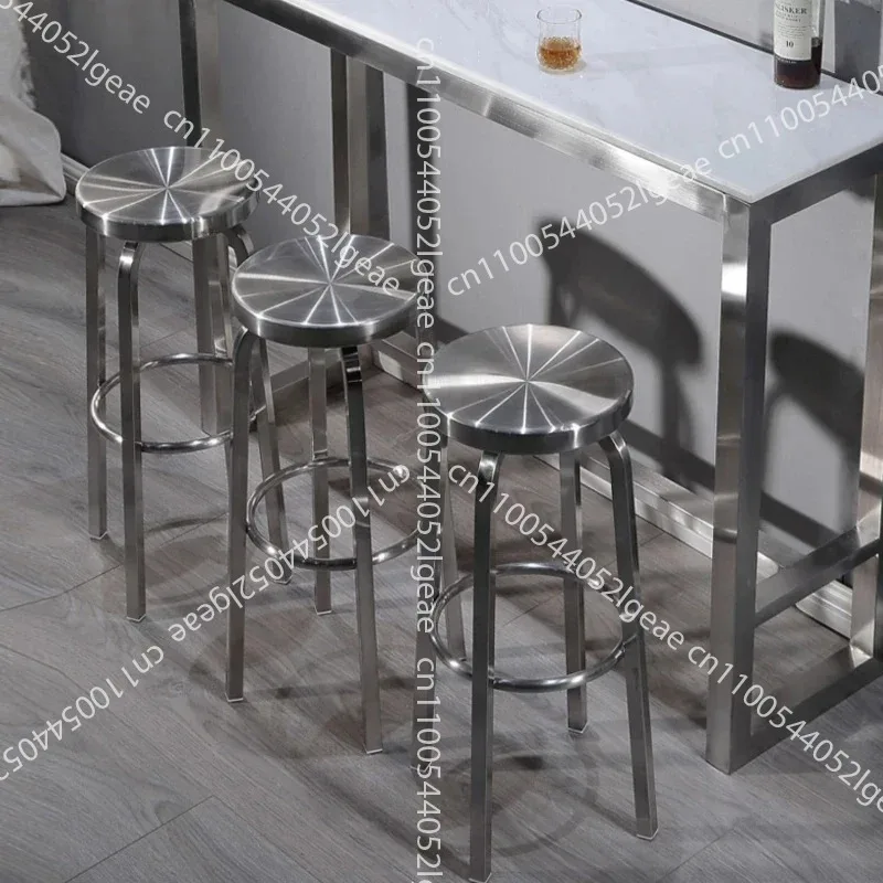 

Modern minimalist café stainless steel high chair, stainless steel bar stool, milk tea shop bar lifting high stool