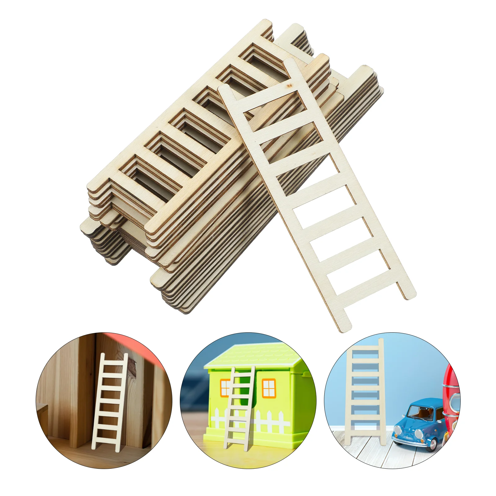 

20 Pcs Mini Stairs Wood Landscape Ladder 15x5CM 12x4CM Decorative House Ladder Model Tiny Furniture Realistic Details Mini