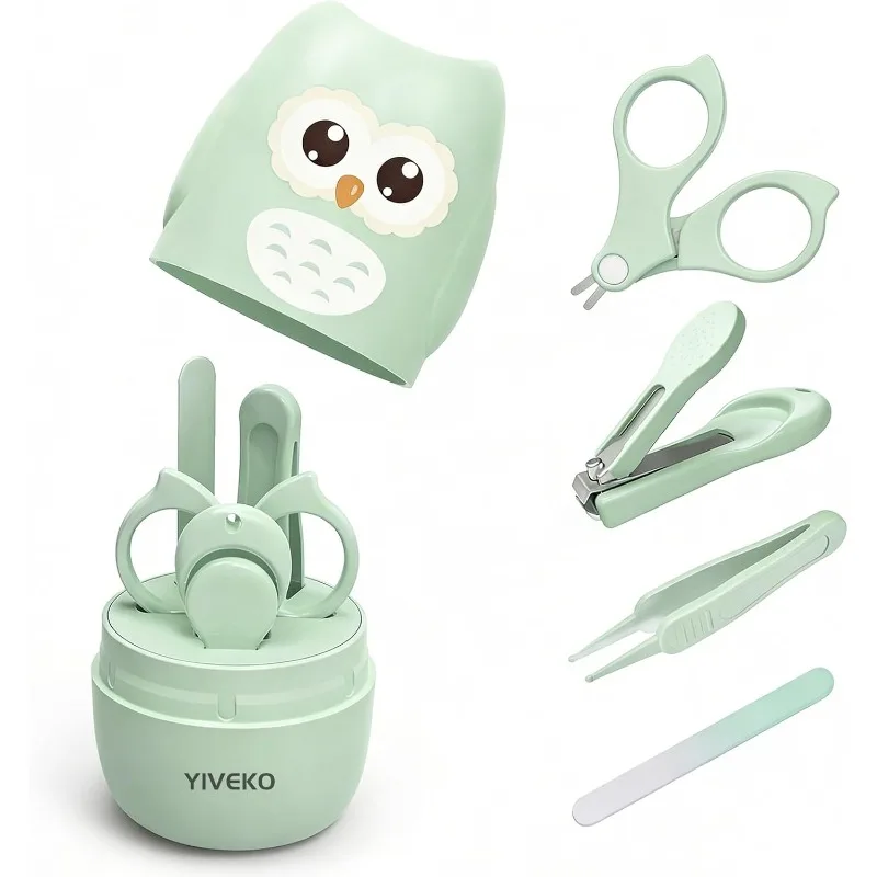 

Safe Baby Manicure Kit, Portable Nail Care Set with Clipper Scissor File Tweezer Box for Kids