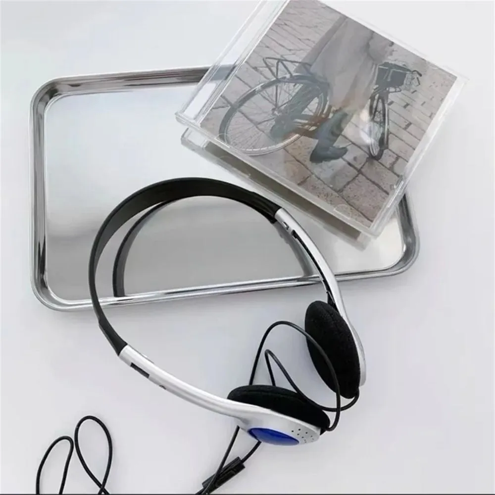 Fones de ouvido retrô, fone estilo Y2K, fone de ouvido azul e preto, moda personalidade, 3,5mm