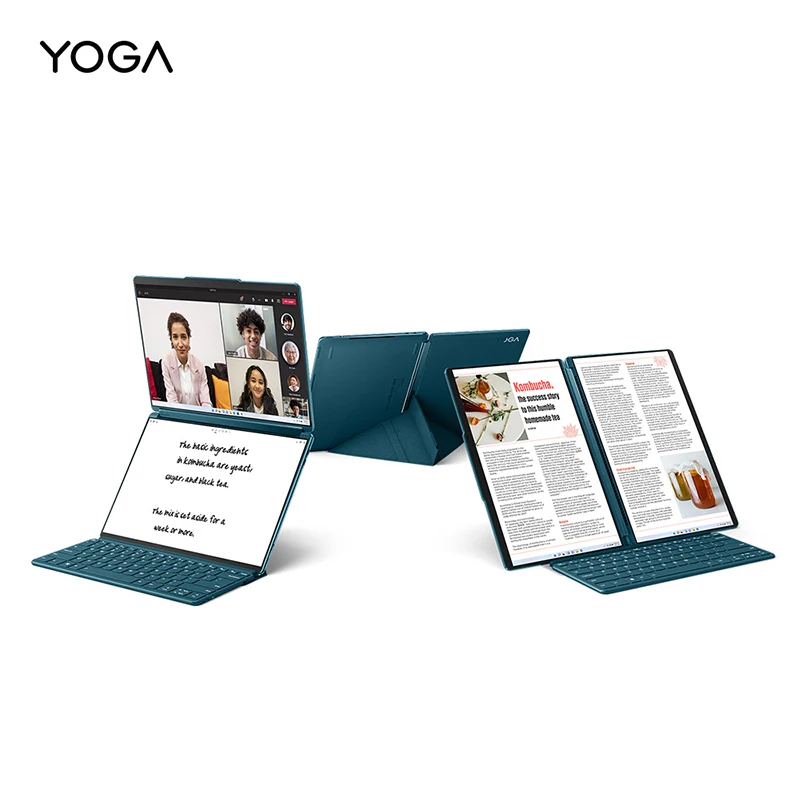 Lenovo-Laptop de tela dupla com plataforma Intel Evo, Livro YOGA 9i, £, 16GB LPDDR5X, 1TB, 13, 3 I7-1355U, 2.8K OLED, Notebook, 2023