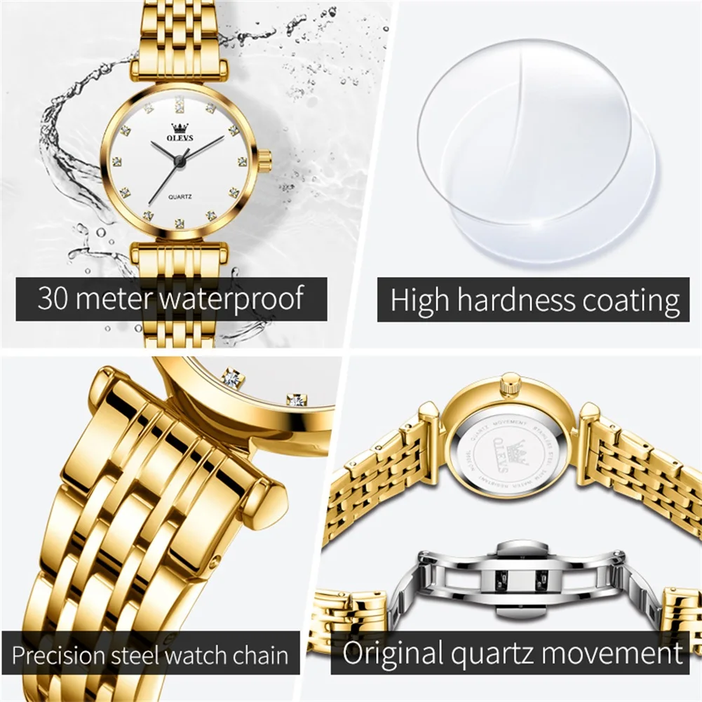 New OLEVS Brand Luxury Women Watches Diamond Gold Steel Ladies Watch Waterproof Quartz Wristwatch Relogios Femininos Clock Gift