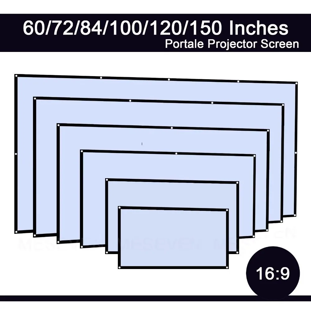 60 72 84 100 120 150 Inch Projector Screen Double Sided Foldable Projection Curtain Wrinkle Free Lightweight HD Display Screen