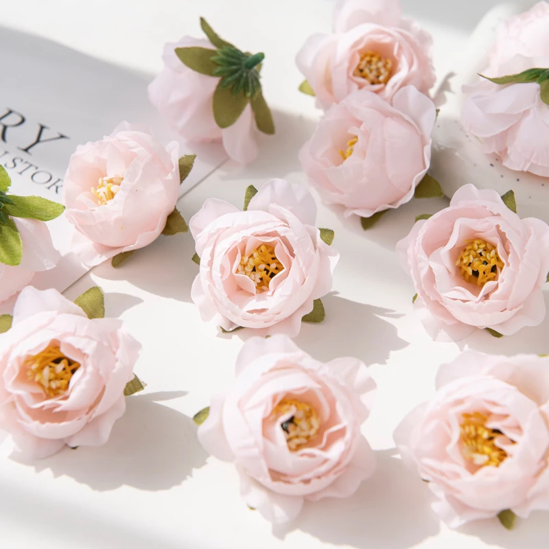 10 Stück Künstliche Blumen für Scrapbooking, Hochzeitsdekoration, Valentinstagsgirlande, Heimdekoration, Kunstseiden-Pfingstrosen, Gartenrosenbogen – Detail 2
