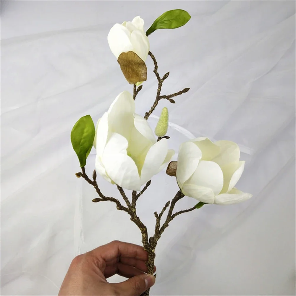 50cm Simulation Magnolia Flower Chinese Classical Artificial Magnolia Floral Ornaments Home Living Room Table Decoration Flower