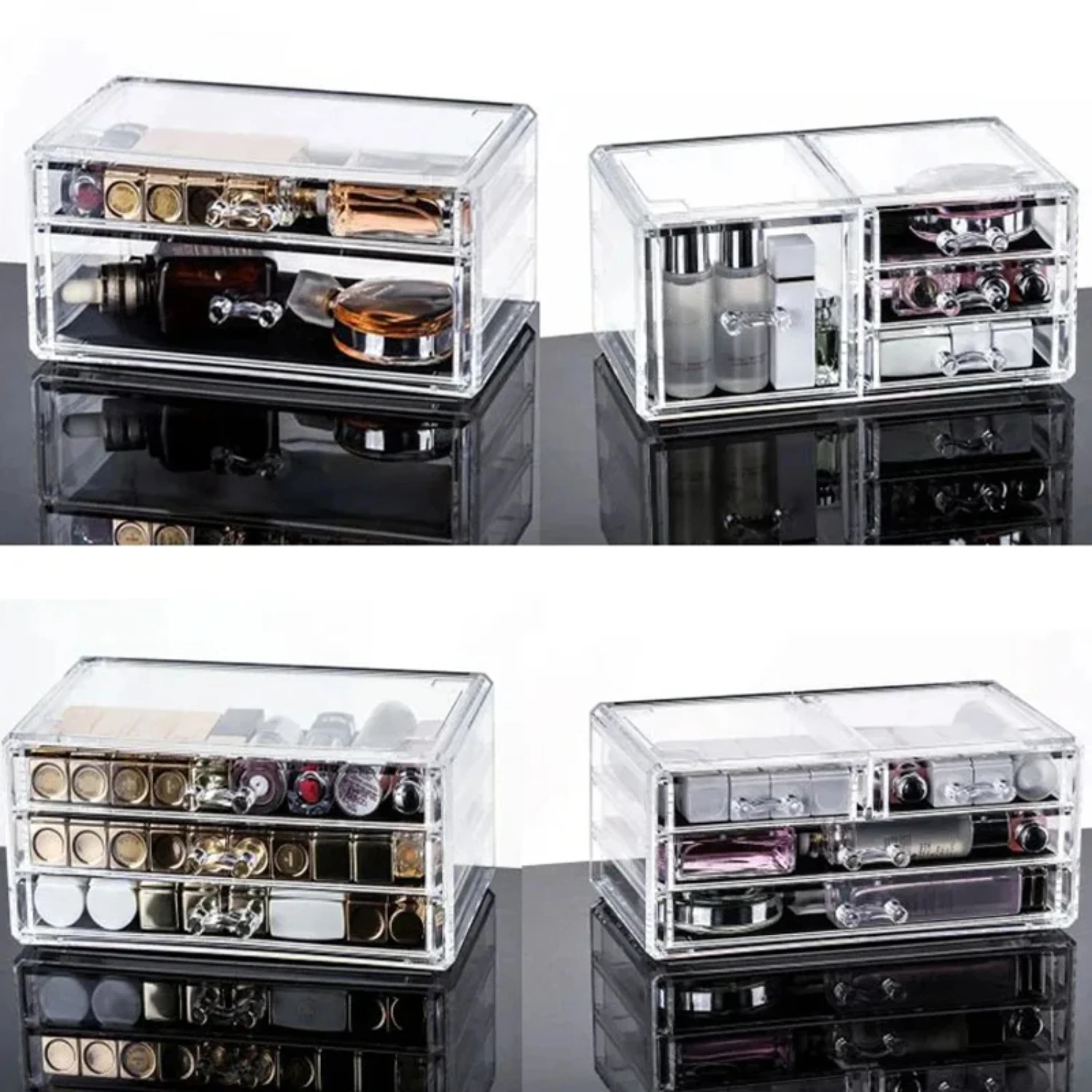 Transparent Plastic Cosmetic Makeup Organizer Drawer Box Jewelry Lipstick Display Stand Organizador Maquillaje