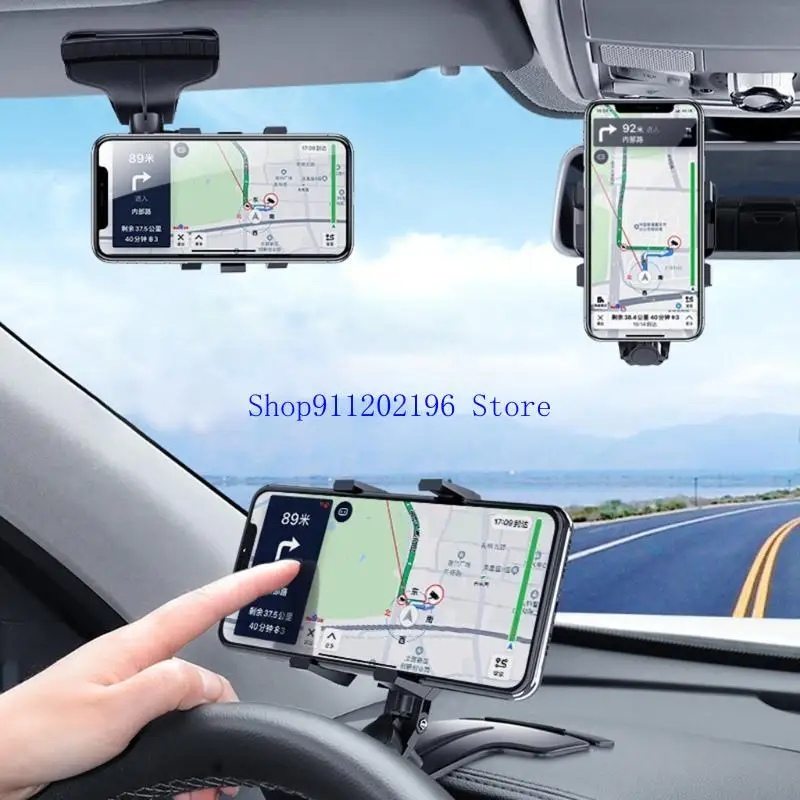 

P82A 360° Rear View Mirror Phone Holder Universal Mount Vehicle Back Bracket