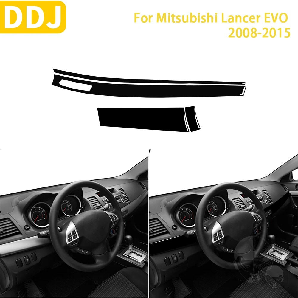 

For Mitsubishi Lancer EVO X MR 2008-2015 Car Accessories Plastic Piano Black Interior Dashboard Panel Trim Sticker Modification