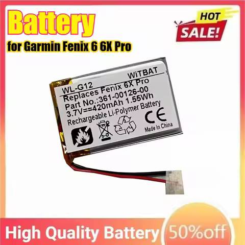 Replacement Sports Watch Battery for Garmin Fenix 6 6X Pro Sapphire Approach S60 361-00126-00 361-00097-00