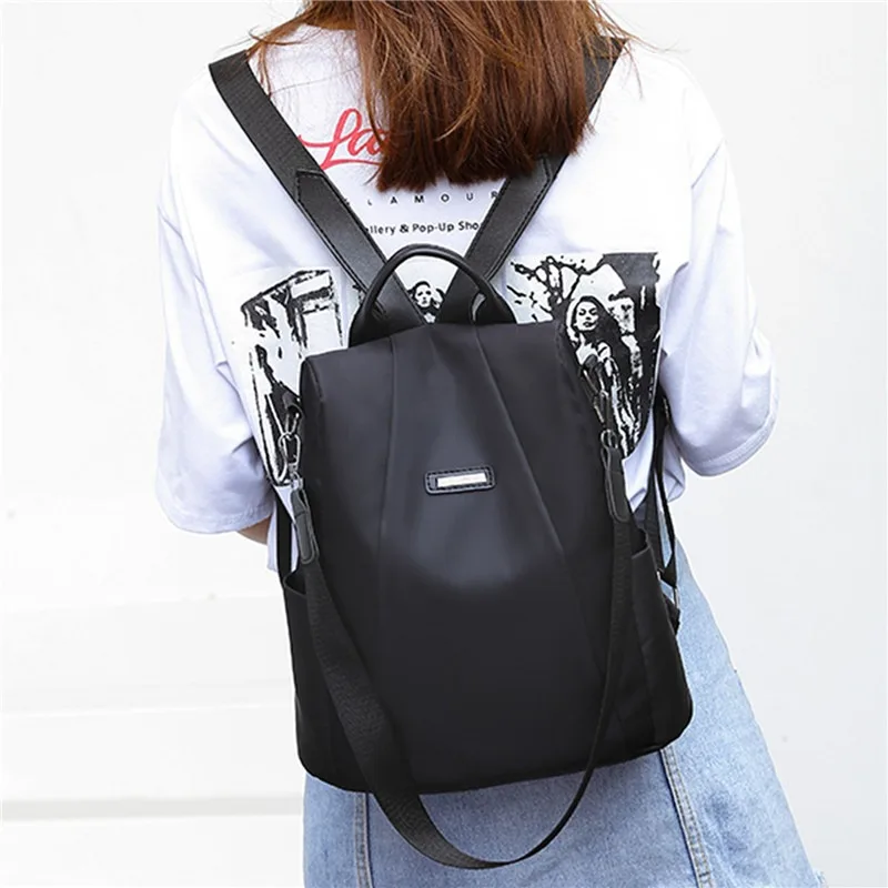 New Women\'s Multifunction Backpack Casual Nylon Solid Color School Bag For Girls Fashion Detachable Strap Travel Shoulder Bag