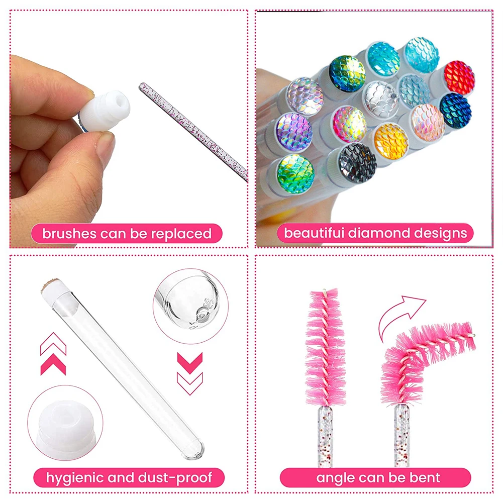 50pcs Reusable Mascara Wand Tube for Eyebrow Brush Resin Drill Replaceable Dust-proof Eyelash Extension Spoolies Cleaning