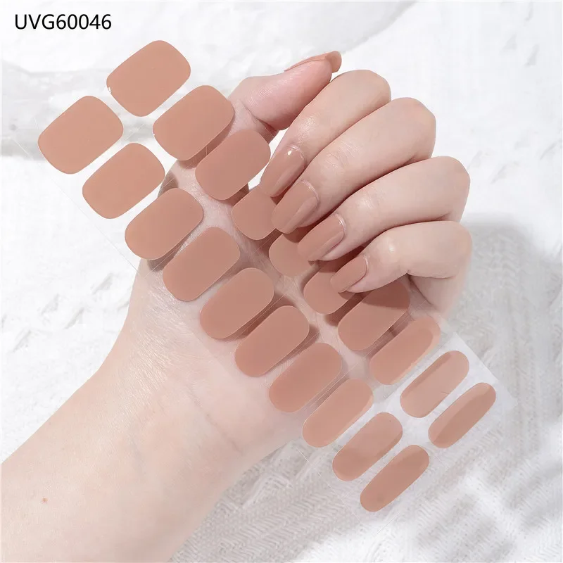 Pegatinas de uñas de Gel semicuradas, lámpara UV/LED para hornear, envolturas de esmalte de uñas de Gel, diseño de Color transparente, pegatinas de Arte de uñas de Gel de moda