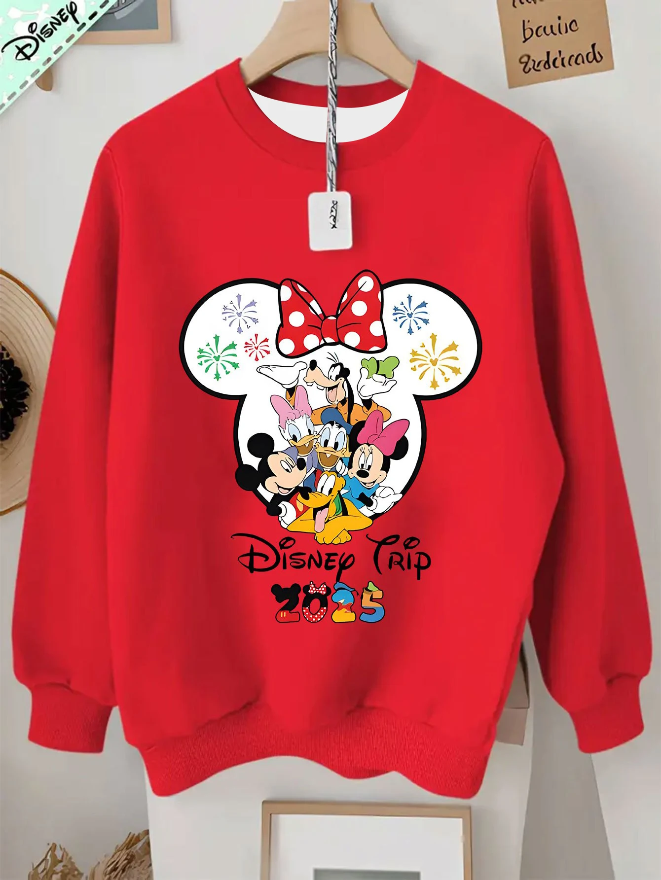 سويت شيرت ديزني كلاسيك ميكي آند فريندز نسائي كاجوال بأكمام طويلة ورقبة دائرية ناعمة وطبعة كرتونية لطيفة ملابس فتاة #5
