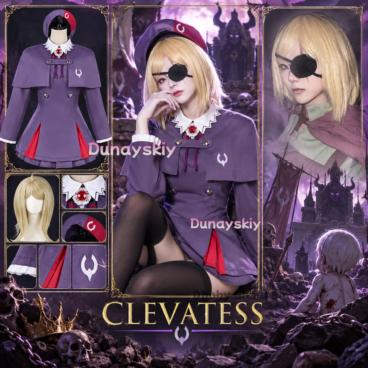 Disfraz de Alicia de la serie «El Rey de los Bestiales Mágicos», «El Bebé», «El Héroe Cadáver», versión completa, para cosplay, uniforme de anime, ideal para Comic Con y Halloween. ​ ​ ​