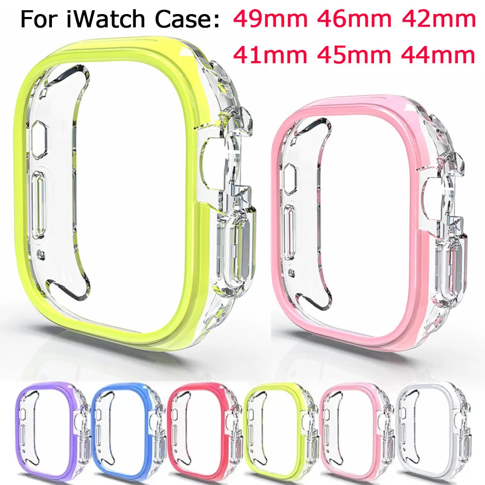 

TPU Case for Apple Watch Ultra 3/2/1 10-11 49/46/42mm Bumper Protective Clear Shell iwatch Series 9 8 7 6 5 SE Case Accessories