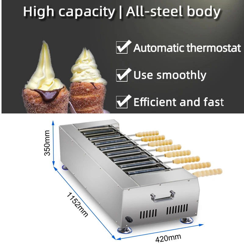 Máquina de cozimento de rolo de pão de chaminé de aço inoxidável 110V 220V simples e fácil de operar