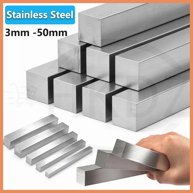 

304 Stainless Steel Square Bar Rod Length 100mm 200mm 300mm 500mm Width 3mm 4mm 5mm 6mm 8mm 10mm 12mm 15mm 16mm 18mm 20mm - 60mm