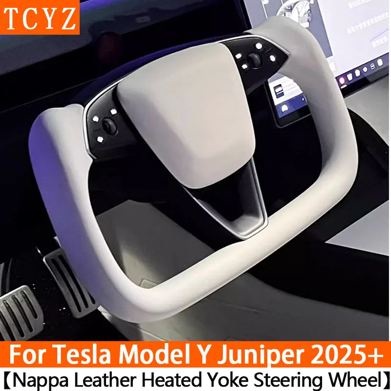 

Nappa Leather Heated Steering Wheel Handle for Tesla Model Y Juniper 2025+ Personalized Racing Custom Steering Wheel Accessories