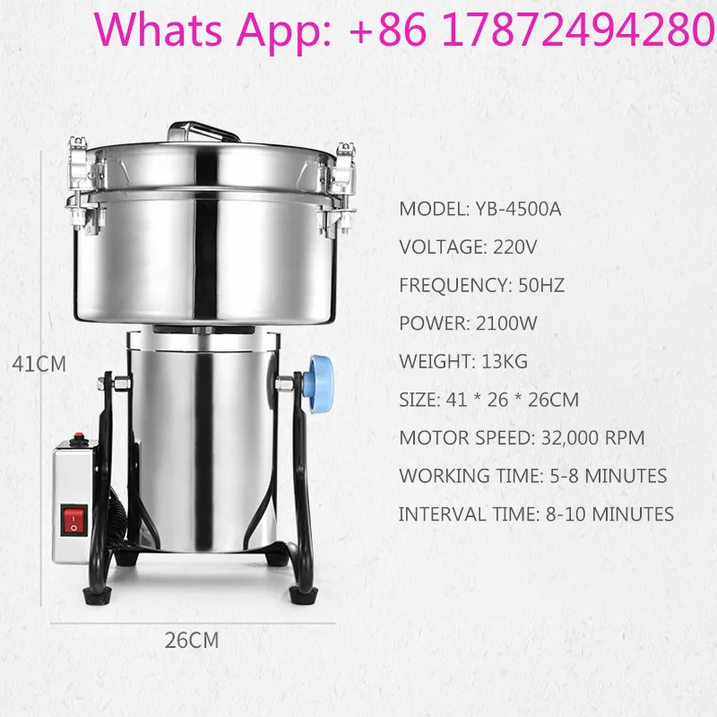 Commercial Powder Grinder Mixer Crusher High-speed Medicine Miling Machine Ultra-fine Powder Crusher Grains Grinding Machine