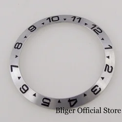 BLIGER 12 Hours Silver Gold Slope Watch Bezel Insert Aluminum Alloy 38mm*30.6mm fit GMT Mens Watch Parts