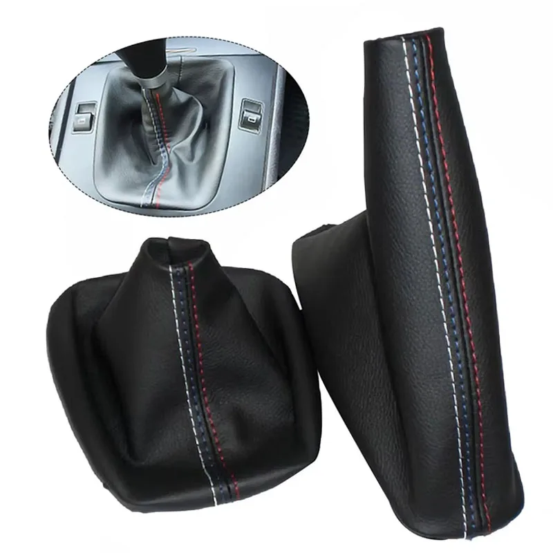 Car Shift Gear Stick Manual Handbrake Gaiter Shift Boot Black Leather Boot For BMW 3 Series E36 E46 M3 Car Styling