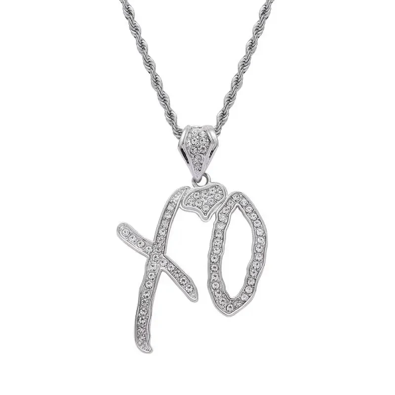 Fashionable Zircon Letter Xo Pendant Necklace for Men Women Street Glamor Hip Hop Necklace Jewelry