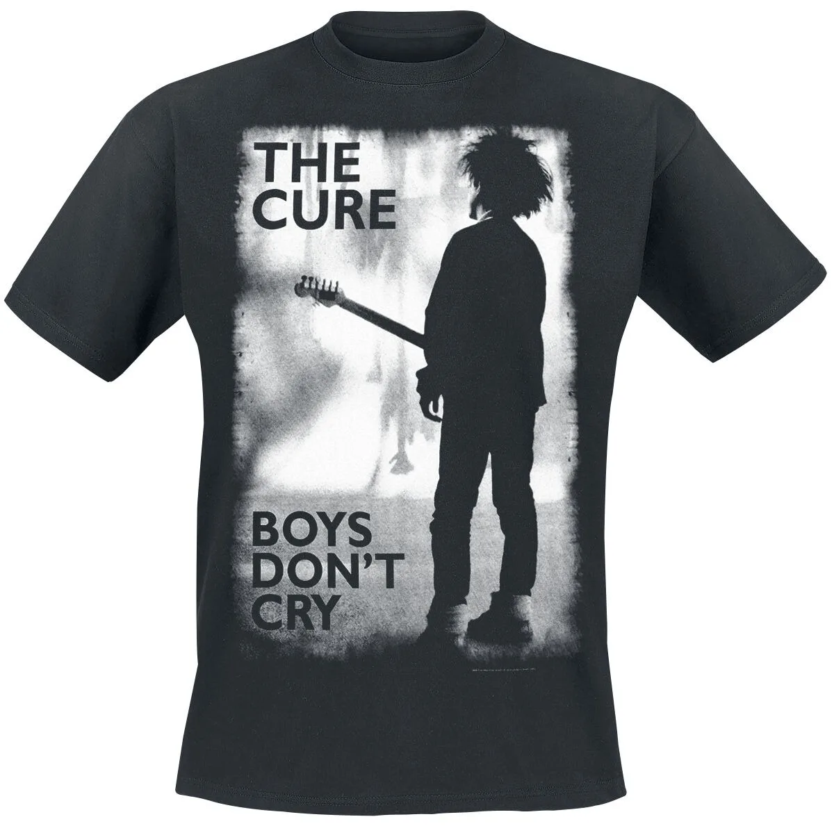 The Cure Boys Don’t Cry T-Shirt, Black Cotton, Vintage Silhouette Print Post-Punk Band Tee