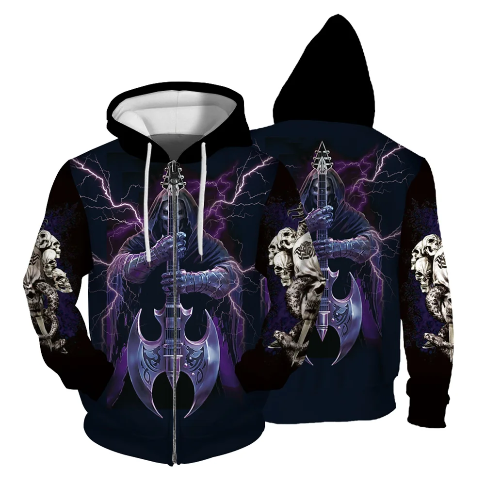 Fashion Skull Print Hooded Sweatshirt Trendy and Versatile Sweatshirts for Men Comfortable and Stylish Male Clothes Man Hoodie