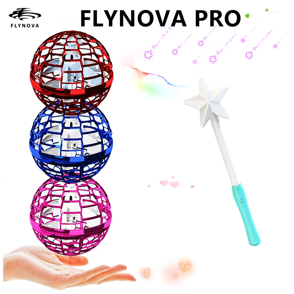 

Flynova Pro Flying Ball Mini Drone UFO Spinner LED Light Toys Balls Hand Induction Magic Wand Fly Orb Ball Gift Adult Kids Toys