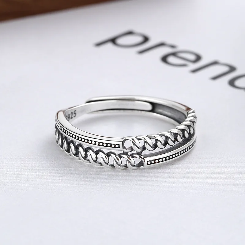 925 Sterling Silver Opening Rings for Women and Men, Vintage Style and Adjustable Index Finger Rings Jewelry