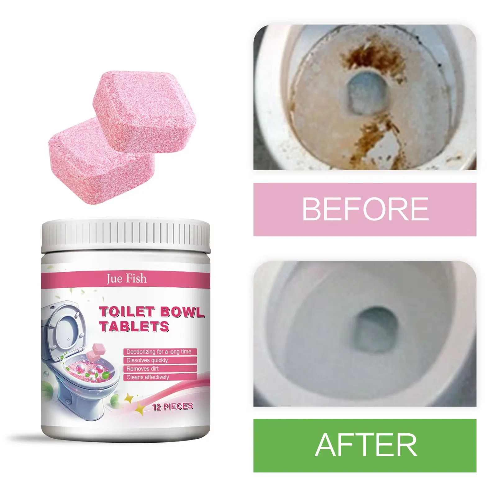 Toilet Effervescent Tablets Remover Yellow Urine Dirt Tank Descaling Cleaner Automatic Flushing Deodorant Toilet Bowl Cleaner