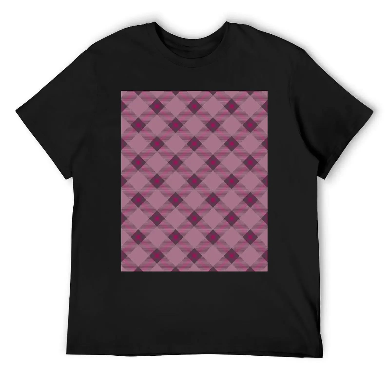 

Diamond twill plaid pattern pink T-Shirt blacks summer clothes men clothing