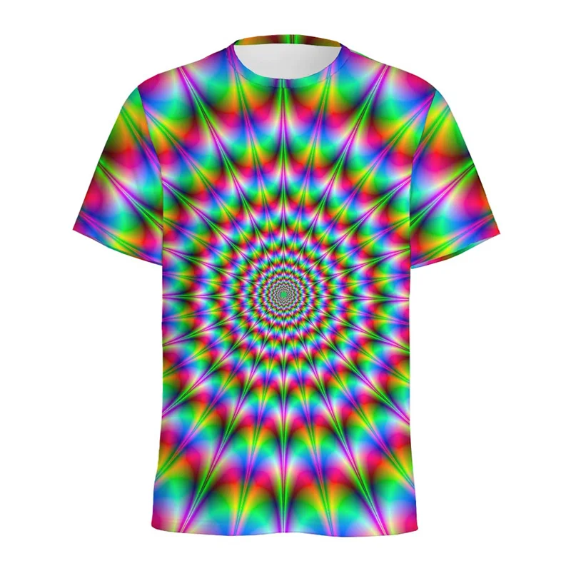 Summer Dizziness Vortex 3D Print T-Shirts Streetwear Men Fashion Oversized O-Neck Short Sleeved T Shirt Tees Tops Clothing
