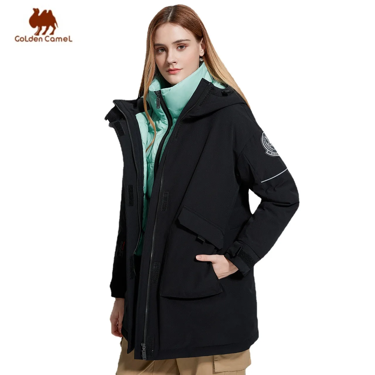 GOLDEN CAMEL Outdoor Down Jackets Women Heating Jackets 2023 Male Coat Thickened Warm Mid-length Women\'s Winter Coats Camping