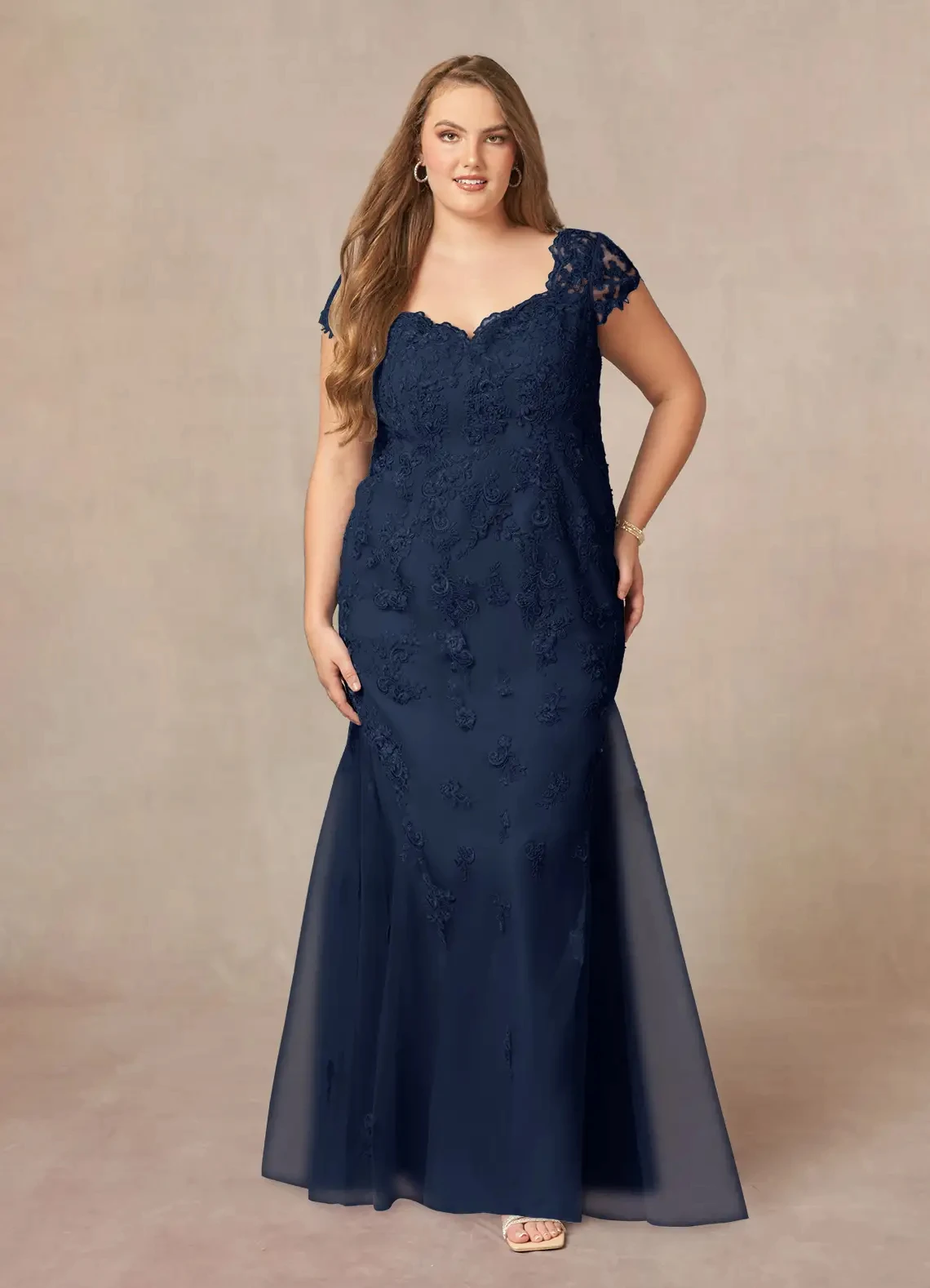 

Customized Navy Blue Mother Of The Bride Dress Plus Size Chiffon Beaded Applique Groom Mothers Gown Wedding Party Dress YMD28