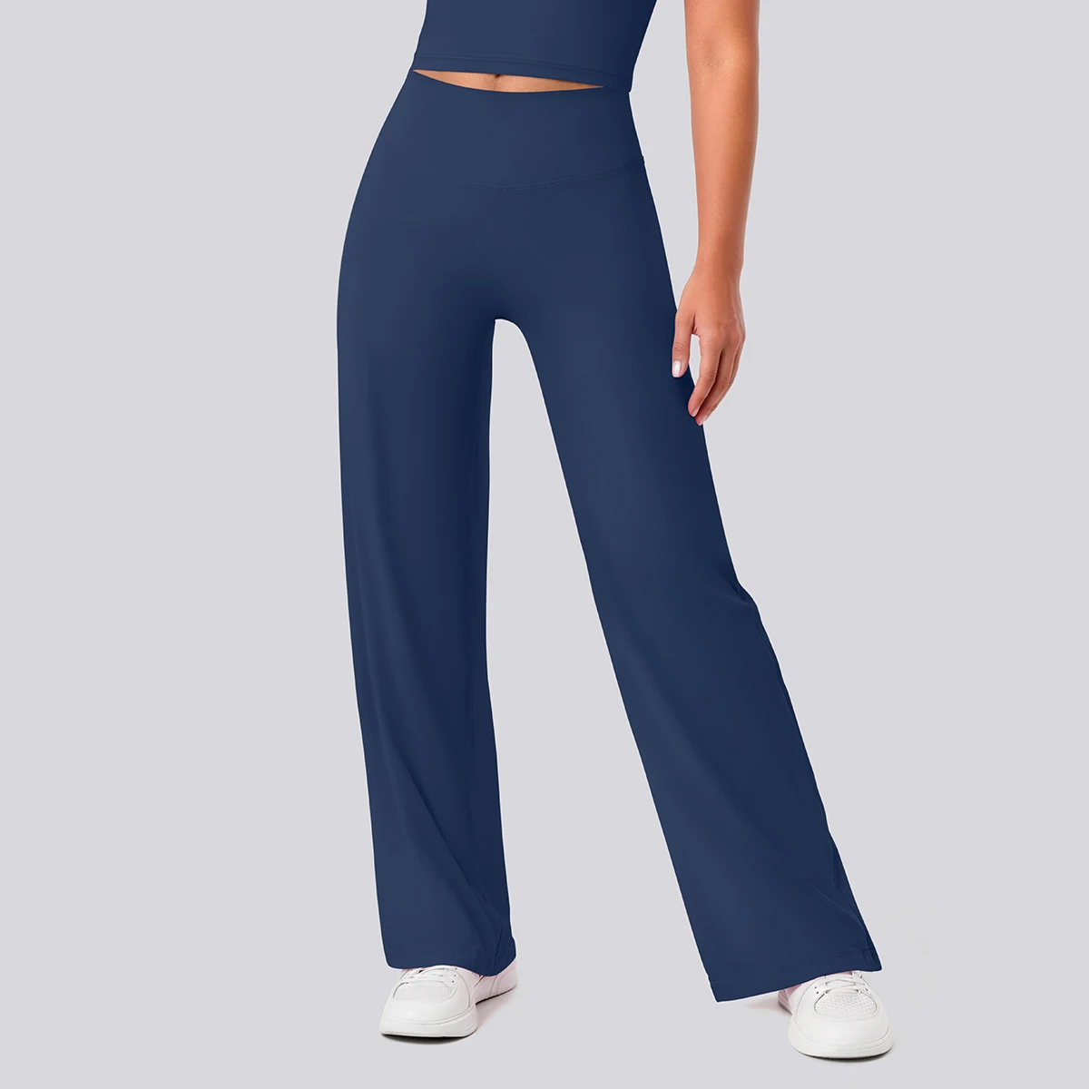 Rooftrellen Damen-Sporthose, Schlaghose, Hochgeschnittene, Lose Weite Hose, Einfarbig, Dünne Fitness-Sporthose für Frauen – Detail 15