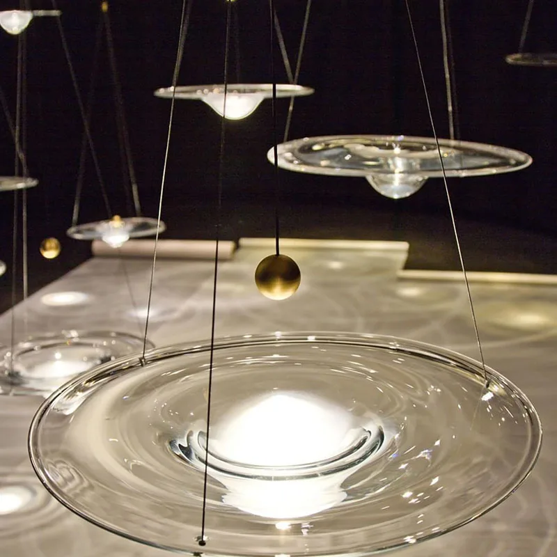 Momento Pendant Lamp Creative Water Drop Ripples Flying Saucer nordic glass pendant light Bar Restaurant designer replica lamp
