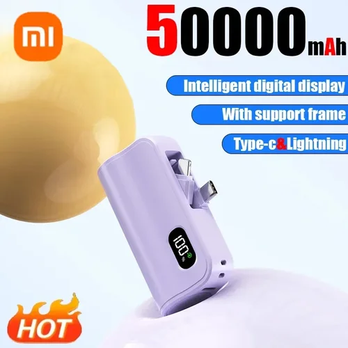 Xiaomi Mini Power Bank 50000mAh 2 en 1 pantalla Digital de gran capacidad batería externa de carga rápida portátil para Iphone Samsung