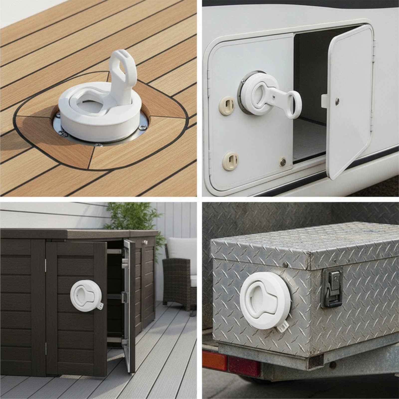 Recessed Latch with Pull Handle Round Marine Latch with Catch Plate Boat Hatch Handle Easy Installation Hardware Heavy Duty