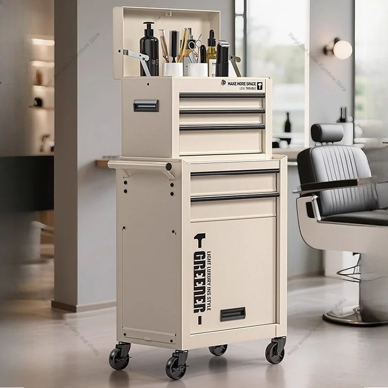 Nordic Simple Hair Salon Trolley Modern High-end Barbershop Storage Tool Cabinet Creativity Salon Furniture Kosmetik Wagen FYST